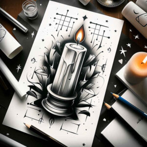 wax-flame-highlight-detail-for-knee – tattoo design ideas free ai generated – Gallery: candles-inkby-ai