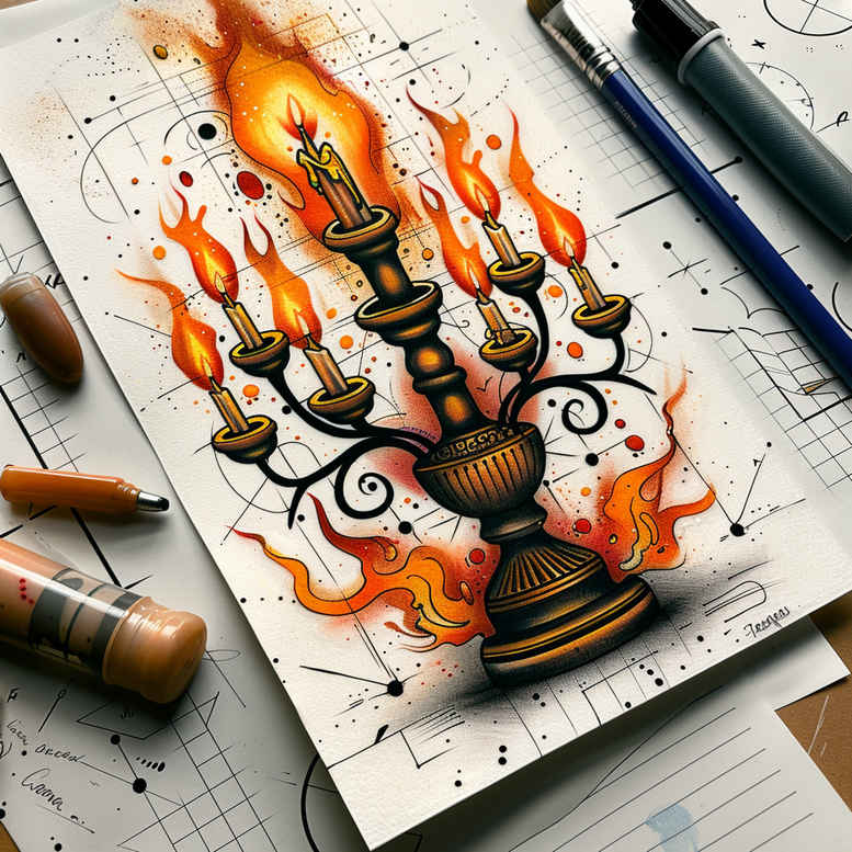 burning-candle-clean-lines-for-scapula – tattoo design ideas free ai generated – Gallery: candles-inkby-ai