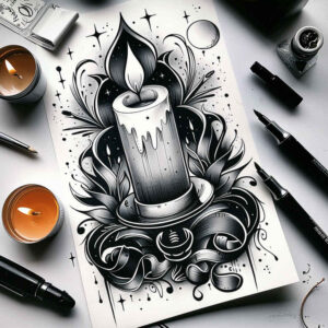 votive-candle-emotional-depth-for-nape – tattoo design ideas free ai generated – Gallery: candles-inkby-ai