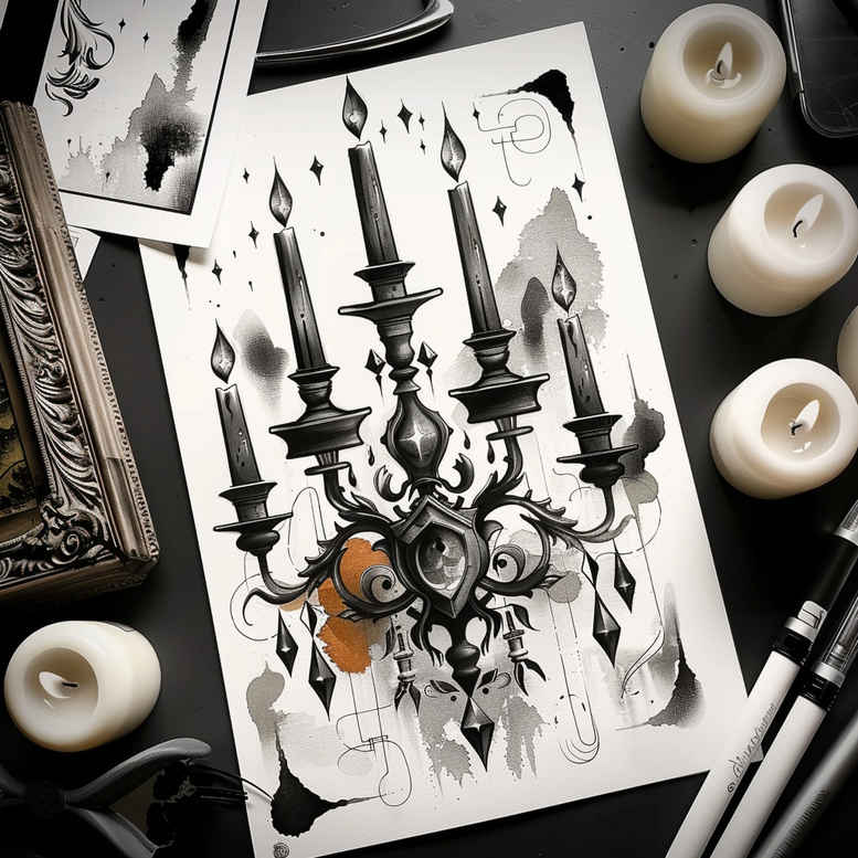 wax-flame-hyper-detail-for-upper-arm – tattoo design ideas free ai generated – Gallery: candles-inkby-ai