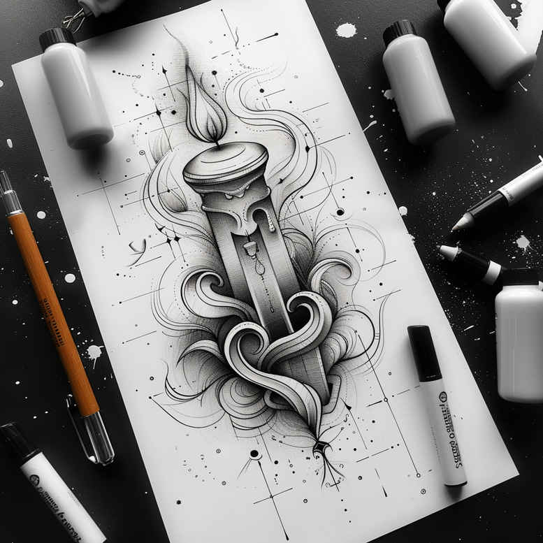 spiritual-candle-real-shadows-for-ribs – tattoo design ideas free ai generated – Gallery: candles-inkby-ai