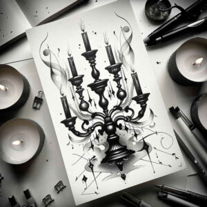 taper-candle-depth-of-field-for-scapula – tattoo design ideas free ai generated – Gallery: candles-inkby-ai
