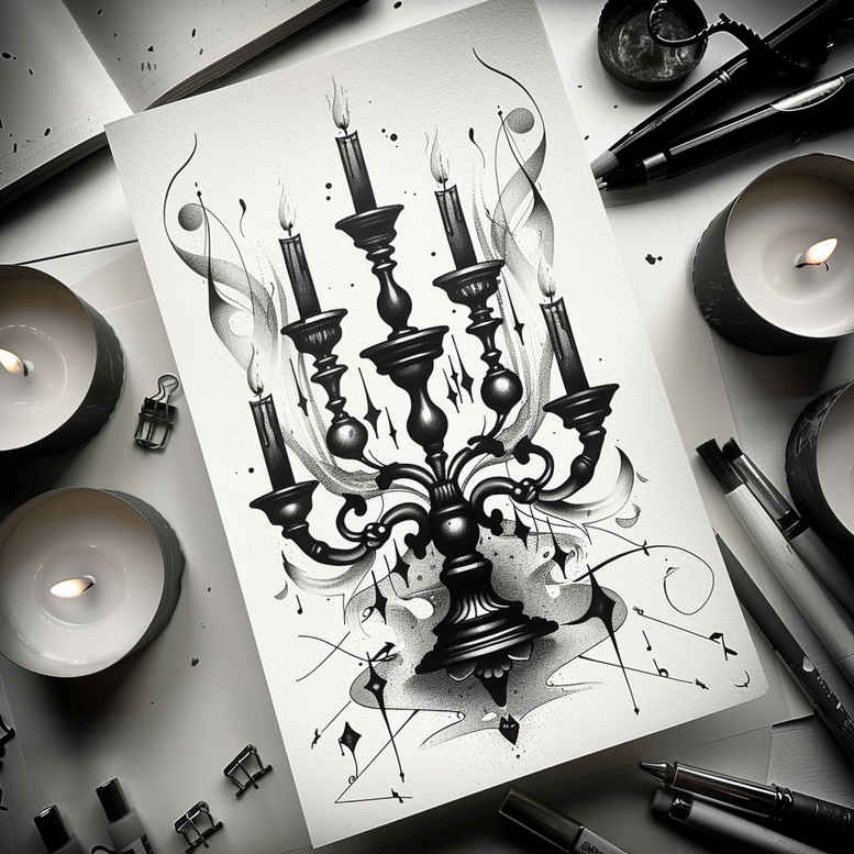 taper-candle-depth-of-field-for-scapula – tattoo design ideas free ai generated – Gallery: candles-inkby-ai