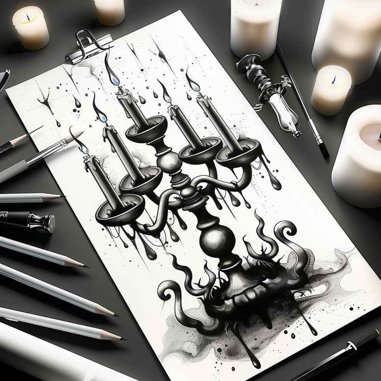 church-candle-hyper-detail-for-hand – tattoo design ideas free ai generated – Gallery: candles-inkby-ai