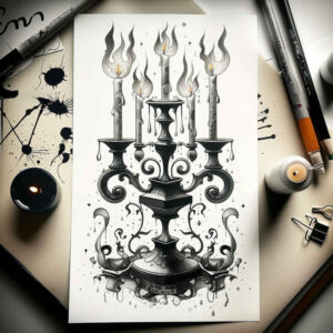 candle-light-true-rendering-for-upper-arm – tattoo design ideas free ai generated – Gallery: candles-inkby-ai