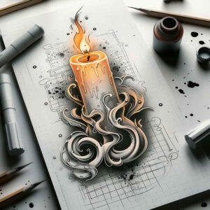 votive-candle-seamless-blend-for-arm – tattoo design ideas free ai generated – Gallery: candles-inkby-ai