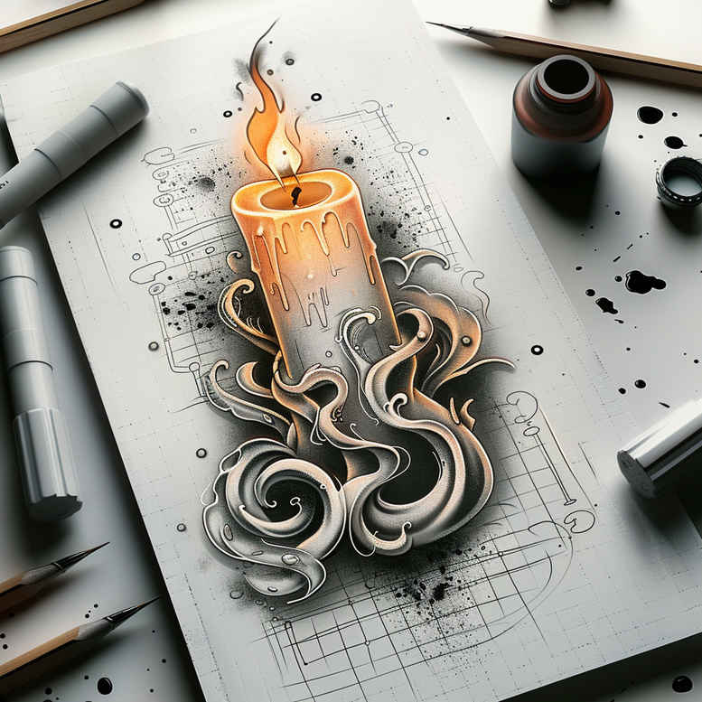 votive-candle-seamless-blend-for-arm – tattoo design ideas free ai generated – Gallery: candles-inkby-ai