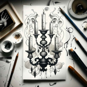 lit-candle-smooth-gradients-for-side-torso – tattoo design ideas free ai generated – Gallery: candles-inkby-ai