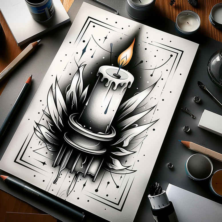 candle-shimmer-dynamic-shadows-for-collarbone – tattoo design ideas free ai generated – Gallery: candles-inkby-ai