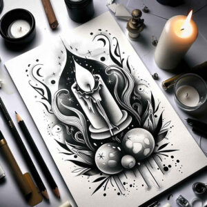 candle-wax-melt-photo-like-tattoo-for-sternum – tattoo design ideas free ai generated – Gallery: candles-inkby-ai