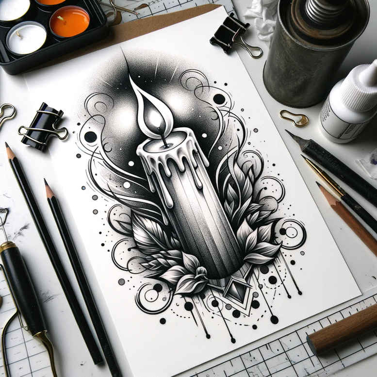 ambient-candle-cgi-realism-for-outer-arm – tattoo design ideas free ai generated – Gallery: candles-inkby-ai