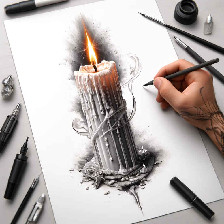 votive-candle-high-resolution-tattoo-for-back – tattoo design ideas free ai generated – Gallery: candles-inkby-ai