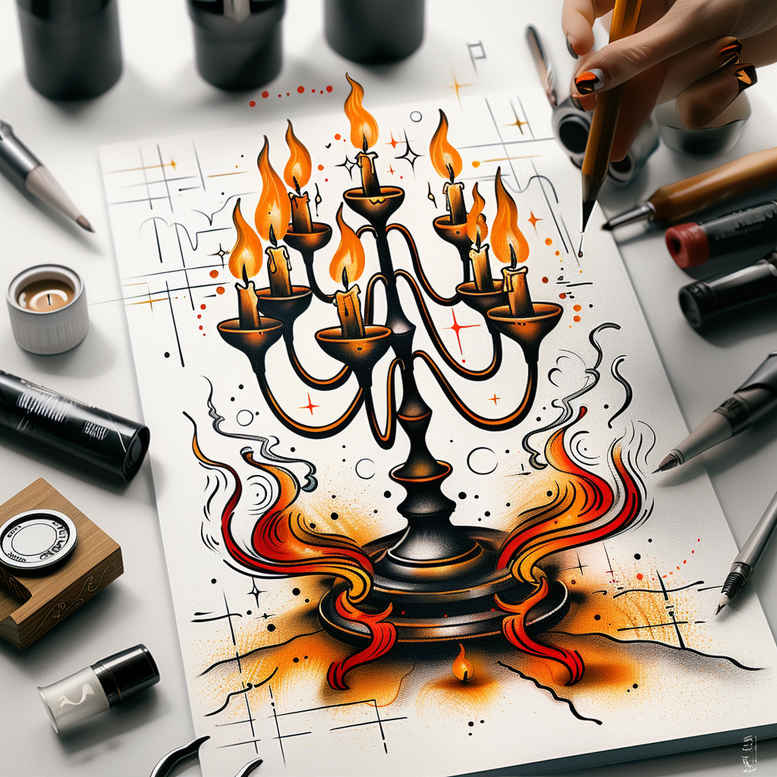 candle-shimmer-clean-lines-for-neck – tattoo design ideas free ai generated – Gallery: candles-inkby-ai