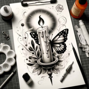 wax-candle-depth-of-field-for-shoulder-blade – tattoo design ideas free ai generated – Gallery: candles-inkby-ai