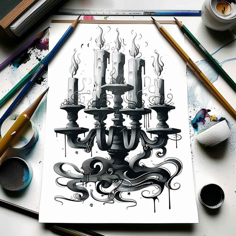 candle-shimmer-depth-of-field-for-shoulder – tattoo design ideas free ai generated – Gallery: candles-inkby-ai