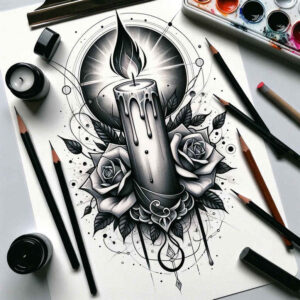votive-candle-smooth-complexion-for-upper-back – tattoo design ideas free ai generated – Gallery: candles-inkby-ai