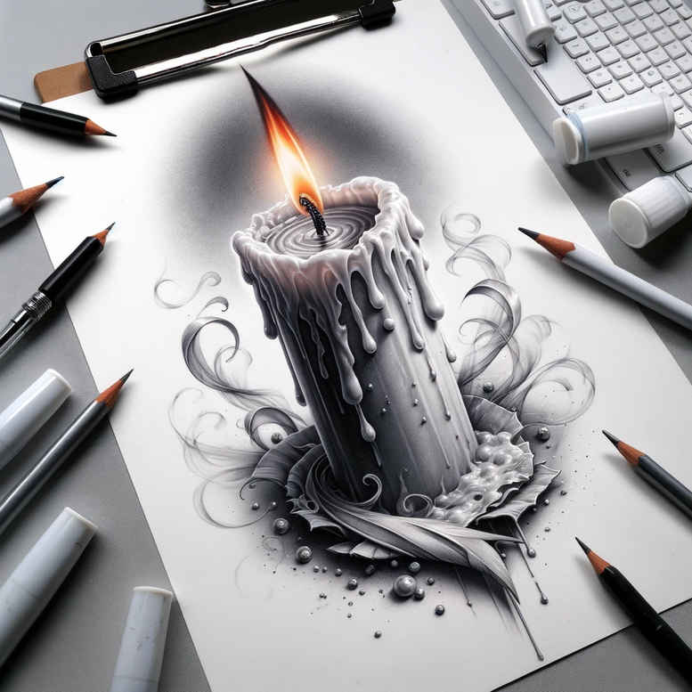 scented-candle-depth-realism-for-lower-thigh – tattoo design ideas free ai generated – Gallery: candles-inkby-ai