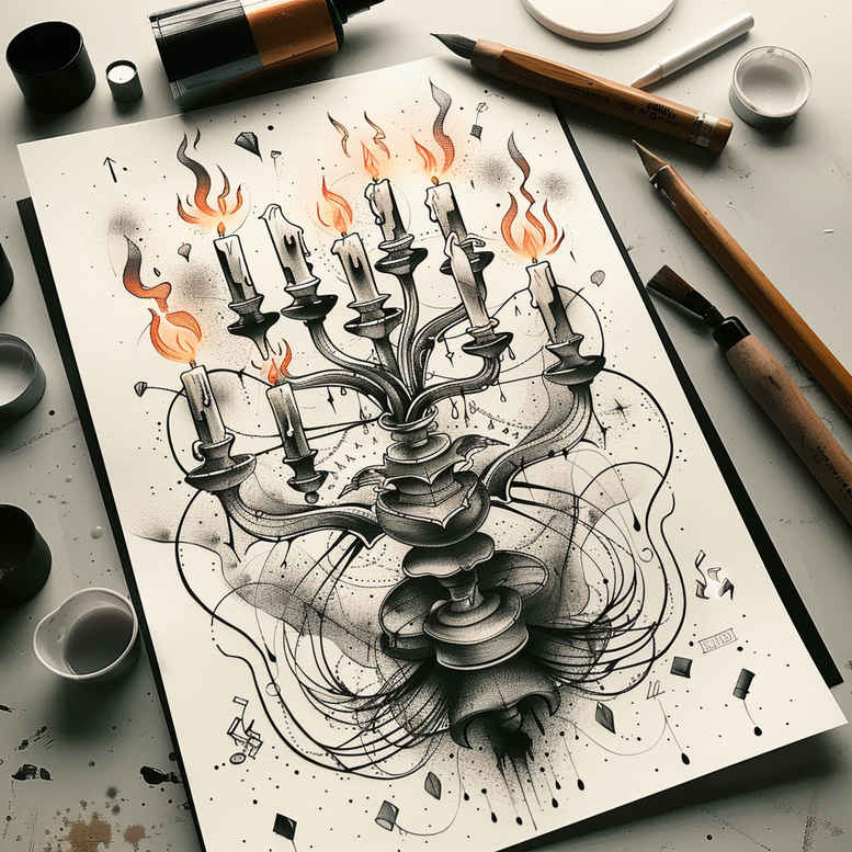 burning-candle-realistic-lighting-for-nape – tattoo design ideas free ai generated – Gallery: candles-inkby-ai