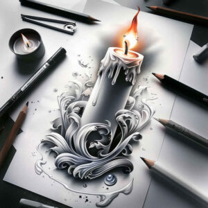candle-illumination-realistic-perspective-for-upper-thigh – tattoo design ideas free ai generated – Gallery: candles-inkby-ai