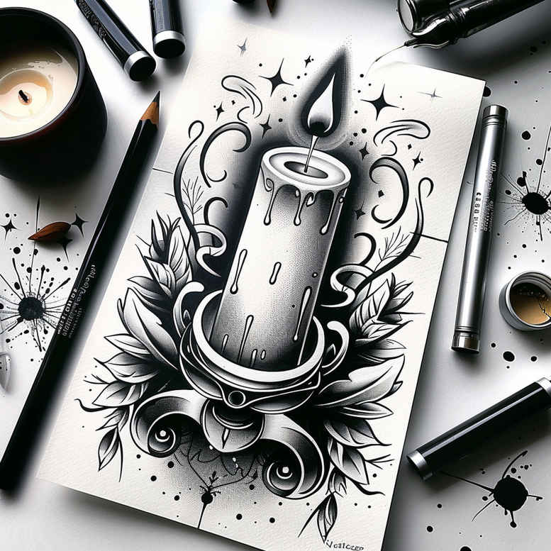 candlelight-portrait-realism-for-side-torso – tattoo design ideas free ai generated – Gallery: candles-inkby-ai