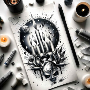 candle-fire-light-play-for-stomach – tattoo design ideas free ai generated – Gallery: candles-inkby-ai