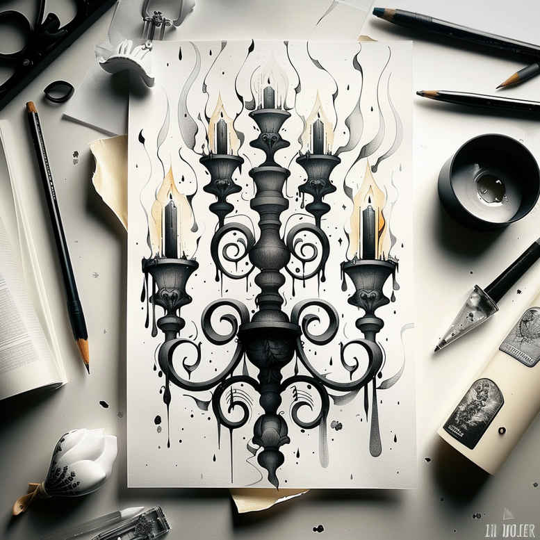 candlelight-glow-transparent-layer-for-shin – tattoo design ideas free ai generated – Gallery: candles-inkby-ai