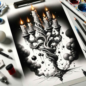 candlelight-meditation-realistic-gleam-for-back-shoulder – tattoo design ideas free ai generated – Gallery: candles-inkby-ai