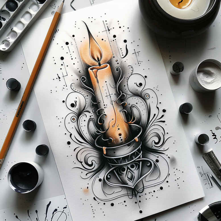 candle-flicker-ink-precision-for-neck – tattoo design ideas free ai generated – Gallery: candles-inkby-ai