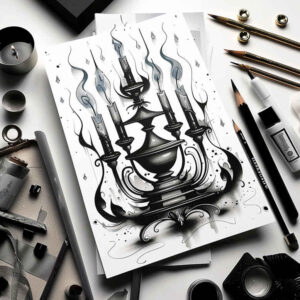 pillar-candle-dimensional-ink-for-lower-back – tattoo design ideas free ai generated – Gallery: candles-inkby-ai