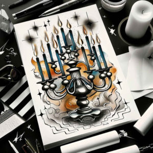 candle-flame-dance-highlighted-contrast-for-foot – tattoo design ideas free ai generated – Gallery: candles-inkby-ai