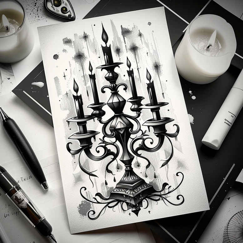 candlelight-glow-clean-whites-for-biceps – tattoo design ideas free ai generated – Gallery: candles-inkby-ai