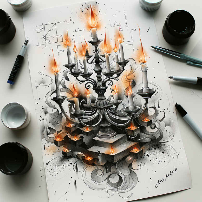 candle-refined-lines-for-nape – tattoo design ideas free ai generated – Gallery: candles-inkby-ai