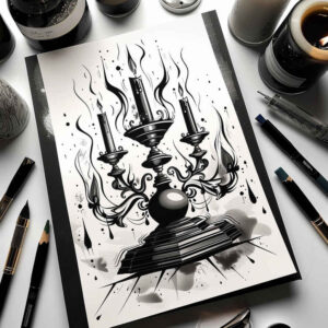 altar-candle-micro-realism-for-thigh – tattoo design ideas free ai generated – Gallery: candles-inkby-ai