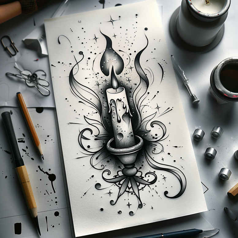 aromatic-candle-portrait-realism-for-toe – tattoo design ideas free ai generated – Gallery: candles-inkby-ai