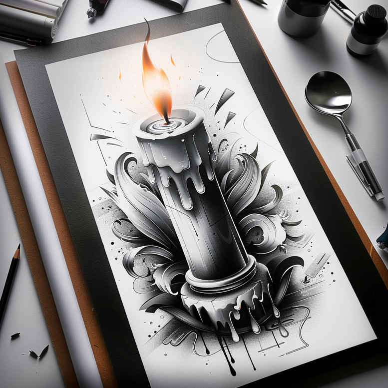candlelight-depth-of-field-for-spine – tattoo design ideas free ai generated – Gallery: candles-inkby-ai