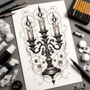 flickering-candle-realistic-color-for-lower-leg – tattoo design ideas free ai generated – Gallery: candles-inkby-ai
