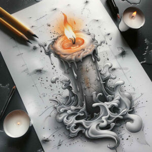 white-candle-volume-effect-for-arm – tattoo design ideas free ai generated – Gallery: candles-inkby-ai