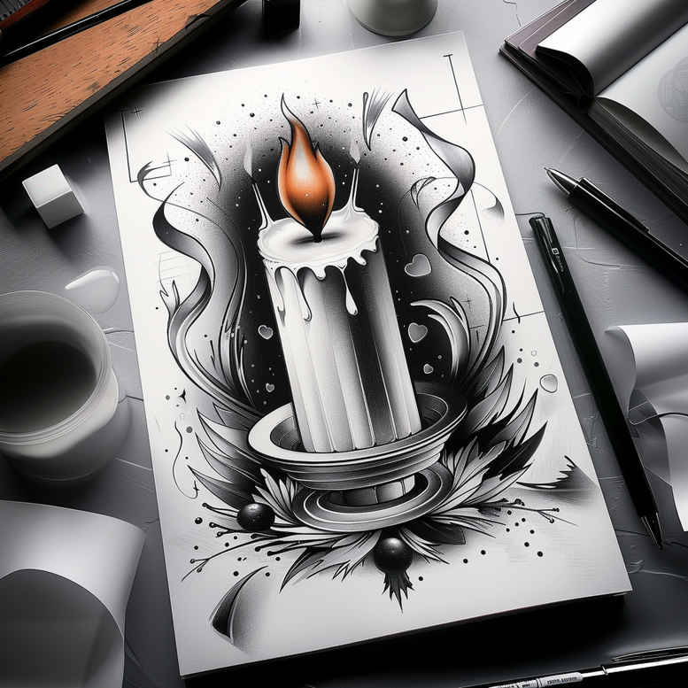 candle-flame-flicker-emotional-depth-for-lower-arm – tattoo design ideas free ai generated – Gallery: candles-inkby-ai