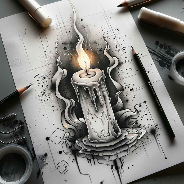 candle-flame-glow-ultra-detailed-for-ribs – tattoo design ideas free ai generated – Gallery: candles-inkby-ai