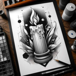 candle-ambiance-organic-structure-for-palm – tattoo design ideas free ai generated – Gallery: candles-inkby-ai