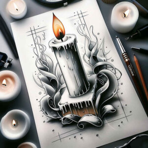 ambient-candle-organic-structure-for-collarbone – tattoo design ideas free ai generated – Gallery: candles-inkby-ai