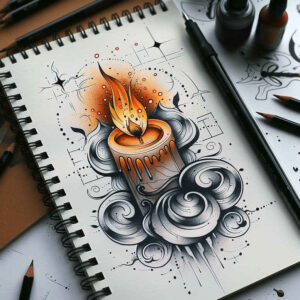 lit-candle-balanced-light-for-toe – tattoo design ideas free ai generated – Gallery: candles-inkby-ai