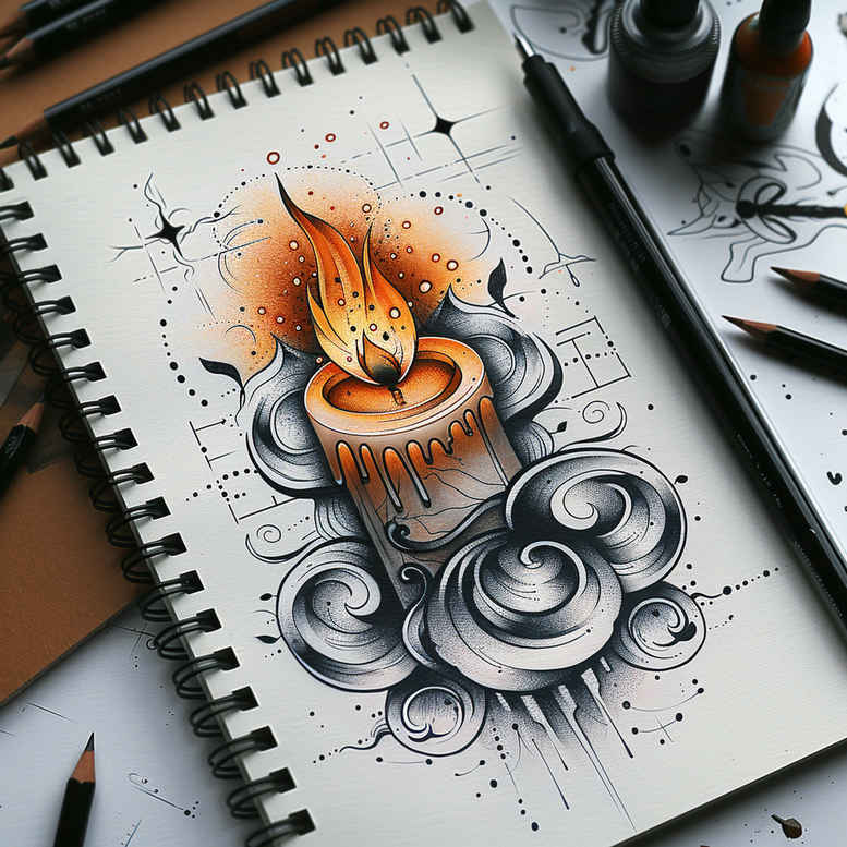 lit-candle-balanced-light-for-toe – tattoo design ideas free ai generated – Gallery: candles-inkby-ai