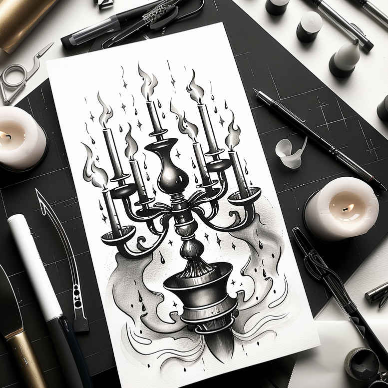 candle-ambiance-high-fidelity-for-side – tattoo design ideas free ai generated – Gallery: candles-inkby-ai