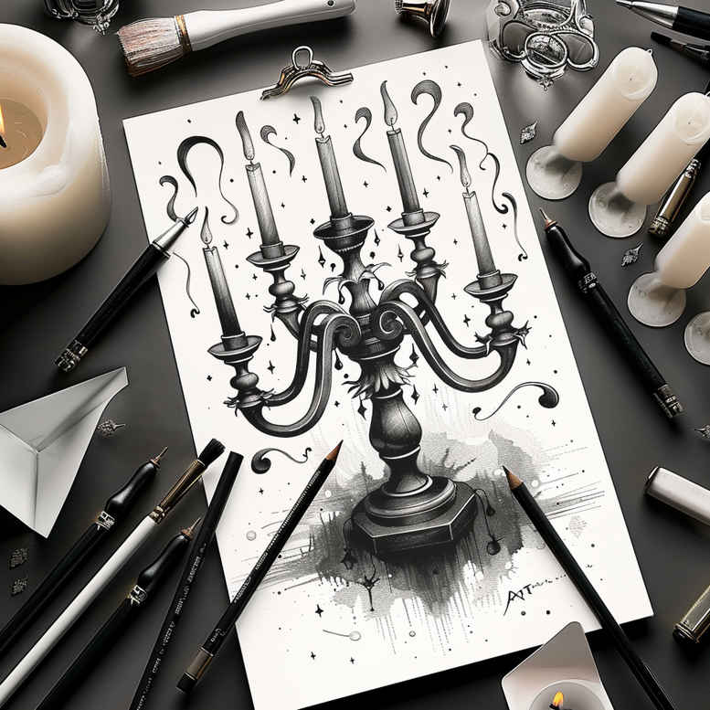 candles tattoo design ideas clear lines artistic detail endurance and power