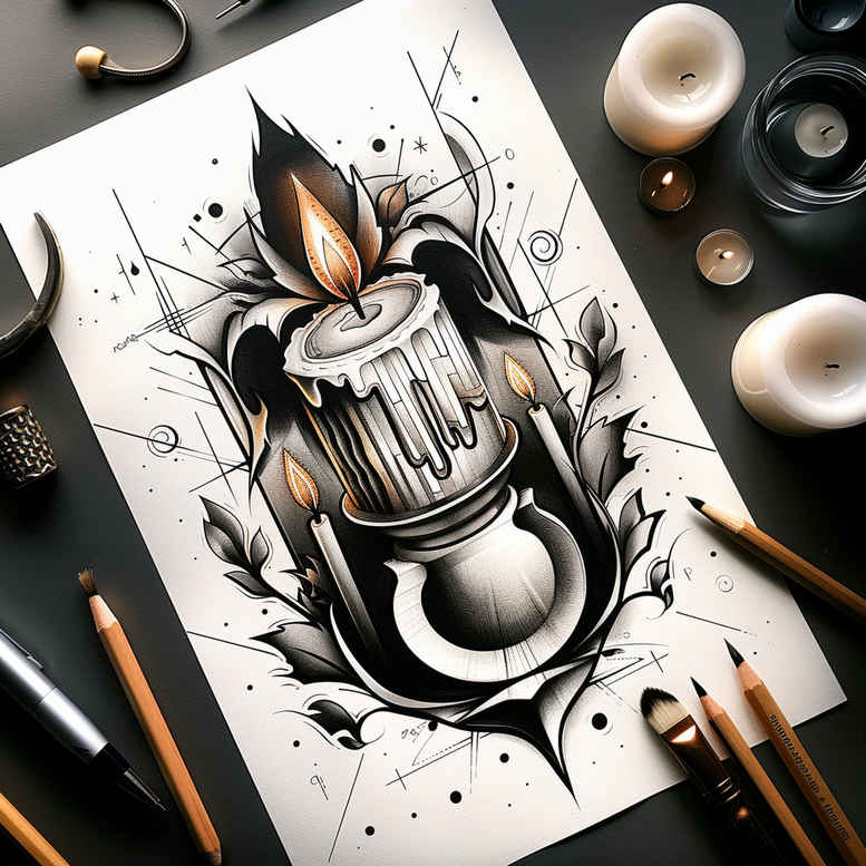 candles tattoo design ideas geometric artistic detail stands for determination