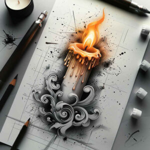 candles tattoo design ideas naturalistic calm atmosphere for temple