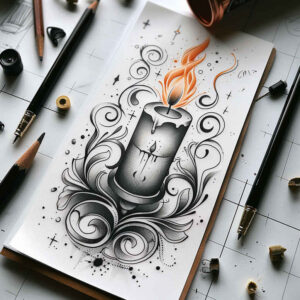 candles tattoo design ideas vivid hues candlelight effect for lower thigh