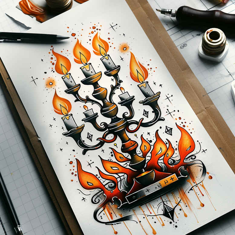 candles tattoo design ideas black-and-white cozy atmosphere for fingers