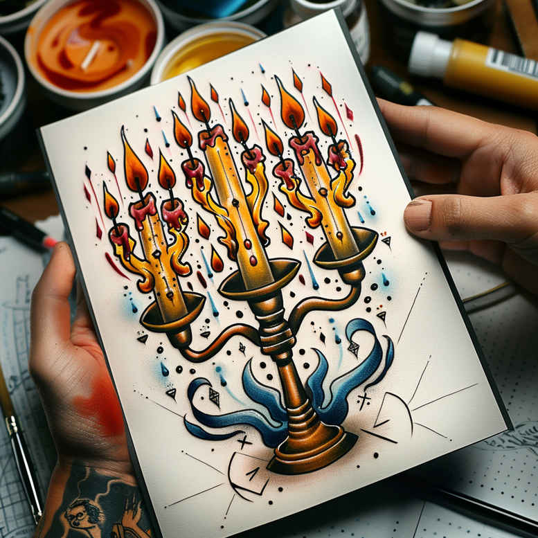 candles tattoo design ideas 3D-rendered decorative candles stands for strength